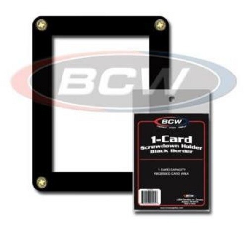2 BCW High Quality Single Card Screwdown Clear Holders Black Border 4 1/2×3 1/2