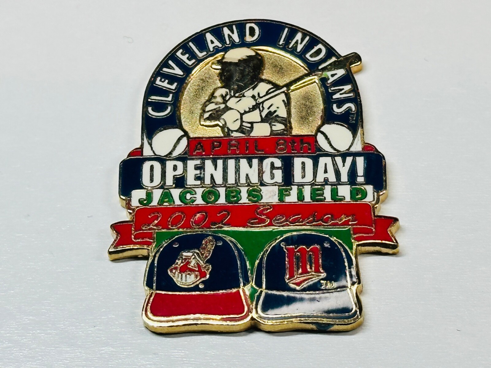 Cleveland Indians Minnesota Twins Opening Day Game Lapel Pin April 8 2002 4/8/02