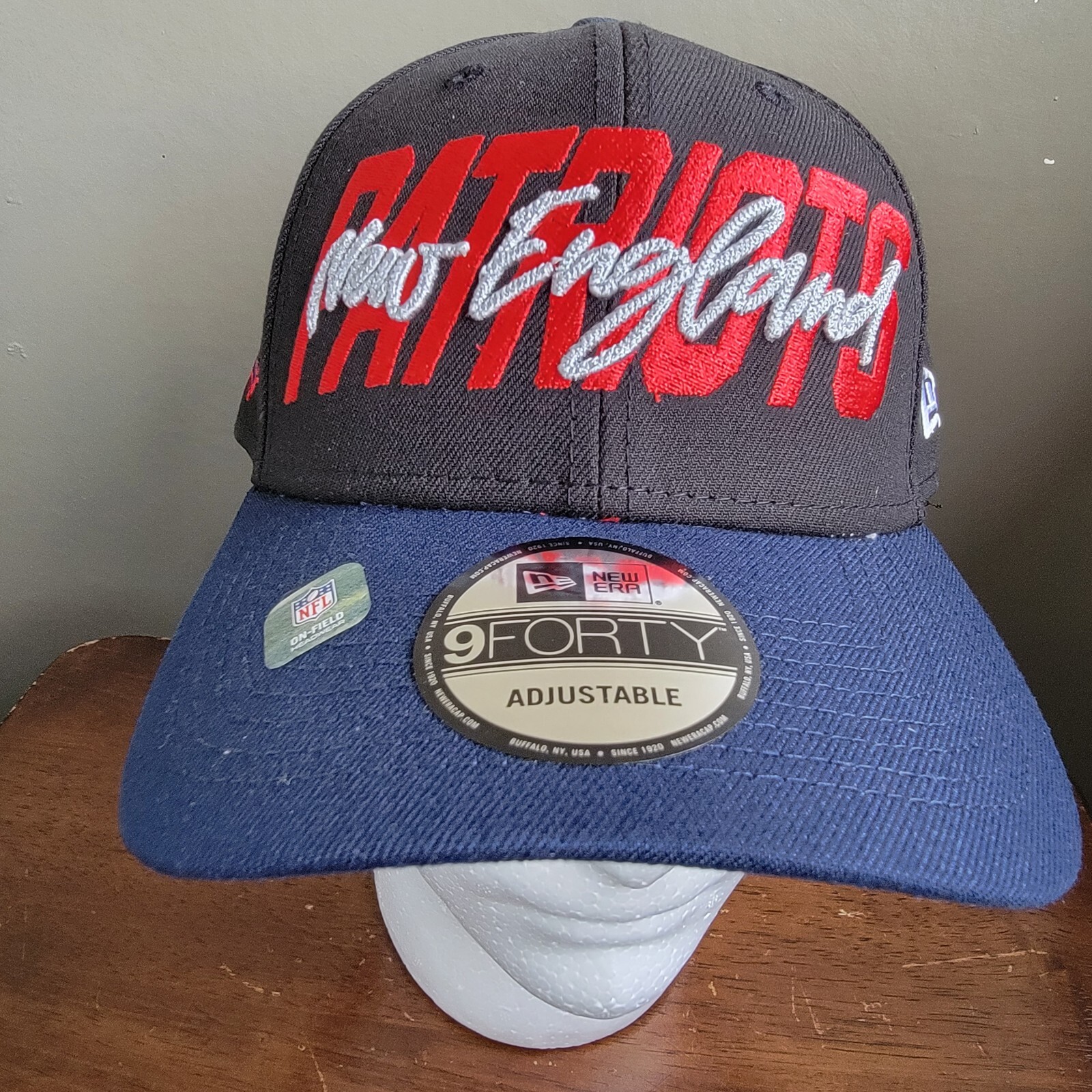 New England Patriots Spellout New Era 9FORTY ’22 NFL Draft Snapback Hat Black