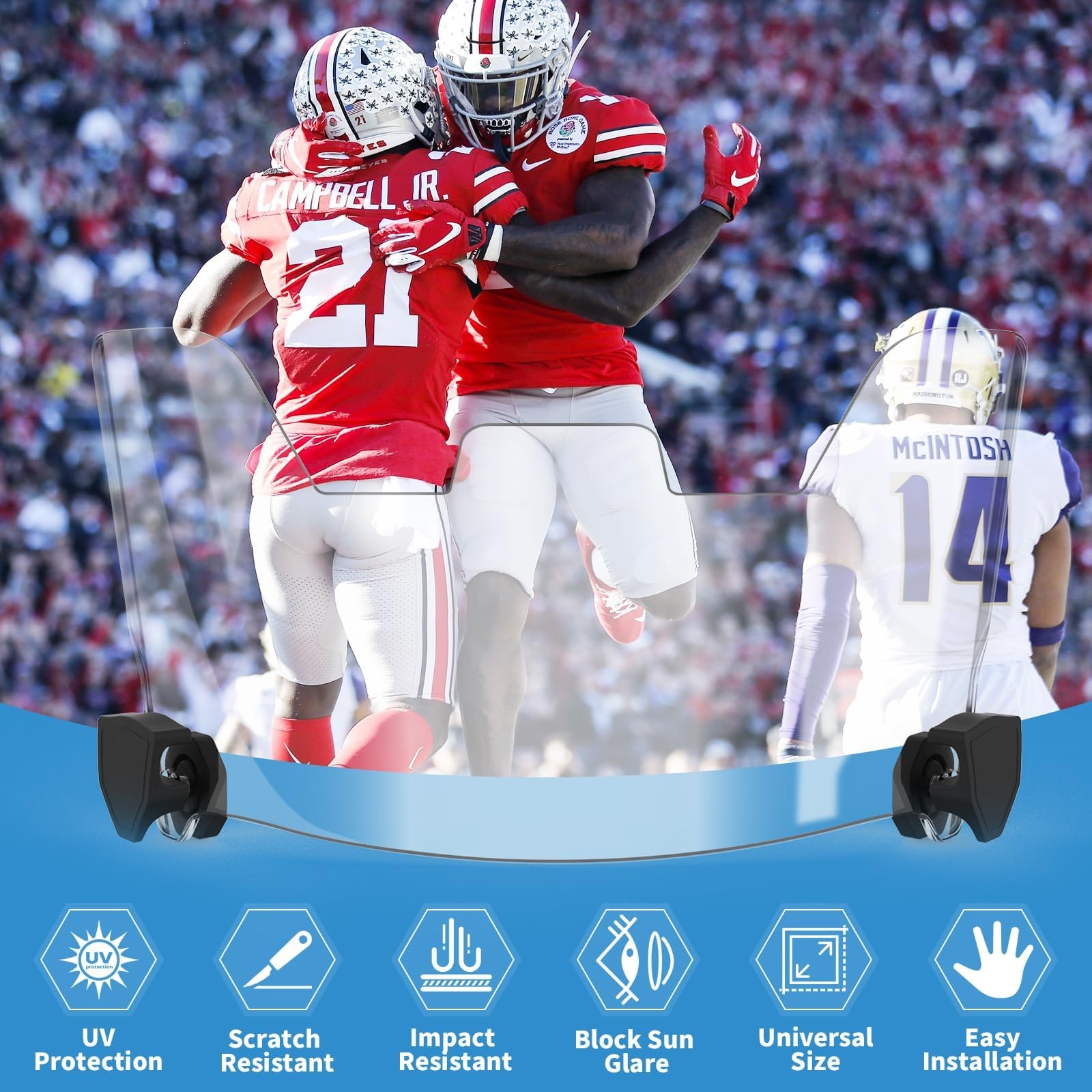 Football Visor Helmet Shield – Crystal-Clear Polycarbonate Face Protection fo…