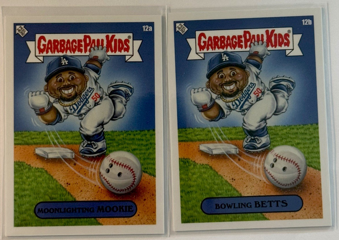 2023 Topps MLB X GPK Garbage Pail Kids: Series 3 Mookie Betts Dodgers 12a & 12b