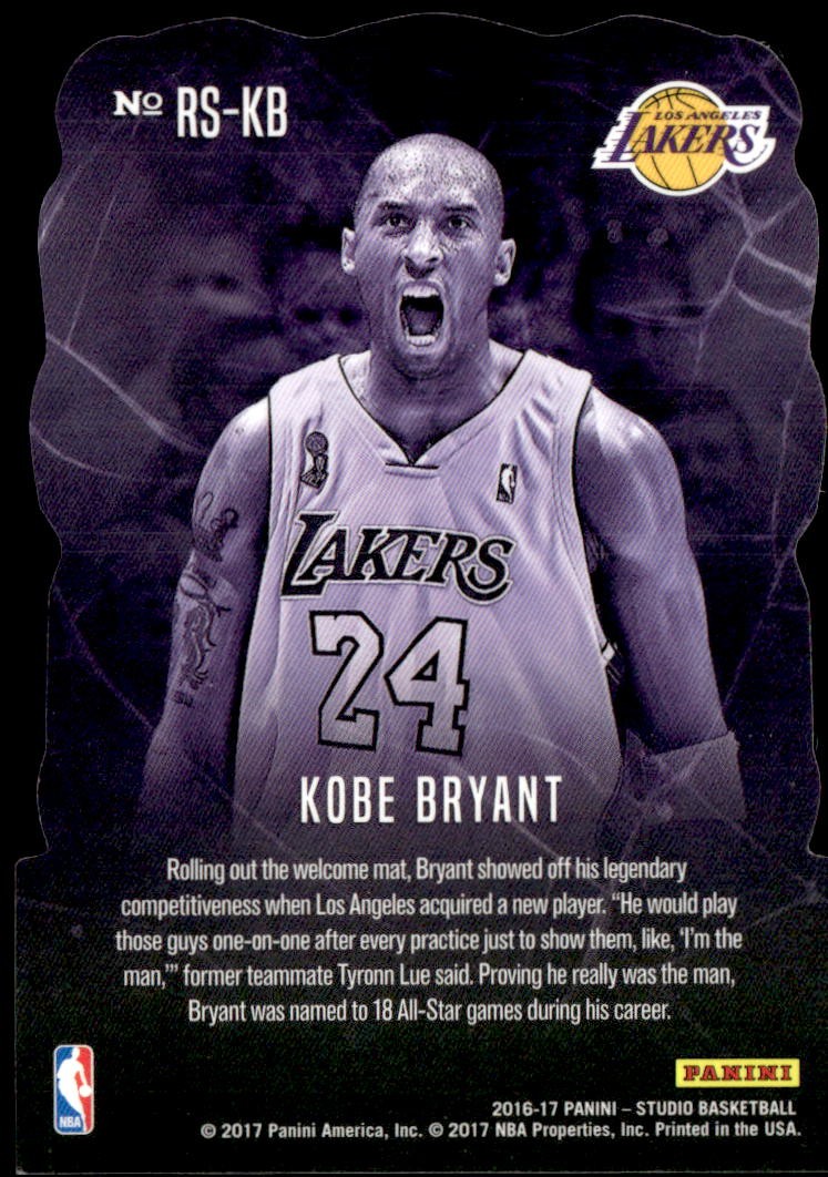 2016-17 Panini Studio #RS-KB Kobe Bryant Rock Solid Case Hit SSP E1