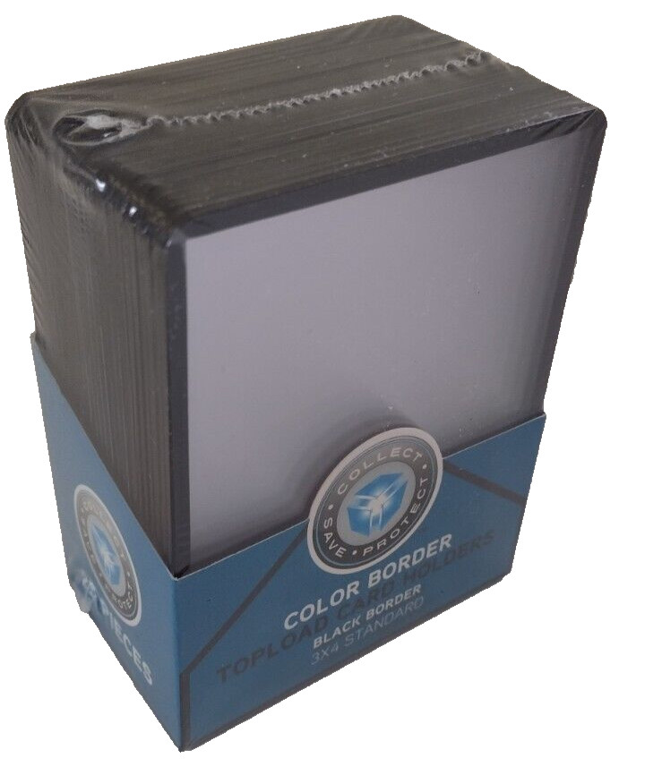 CSP Black Border Rigid Top Load Protector Package of 25 12 mil New NIP 3×4