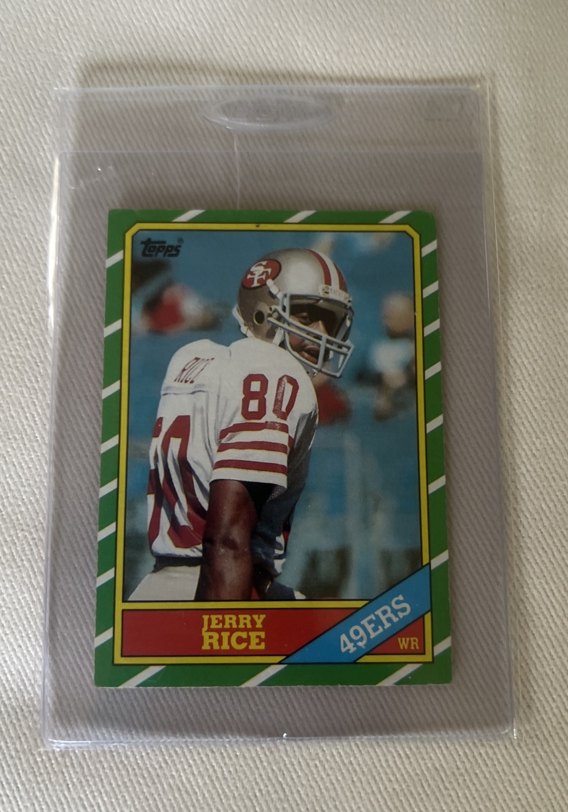 1986 Topps – Jerry Rice #161 C* on Copyright Line RC – HOF Near Mint / Exclnt