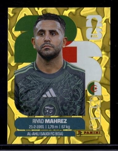 2026 Panini World Cup Sticker Collection Riyad Mahrez Algeria Gold Crumple