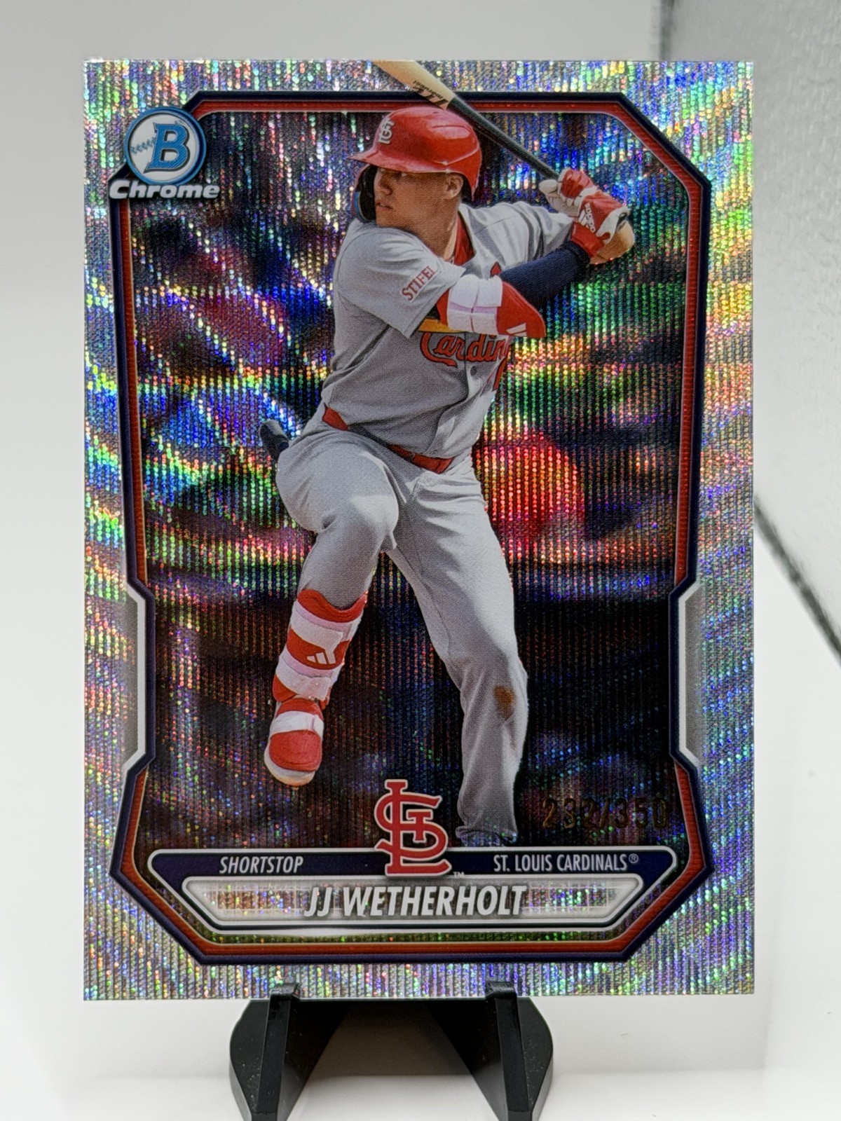 2026 Bowman Chrome JJ Wetherholt #BCP-115 Cardinals Wave Refractor /350
