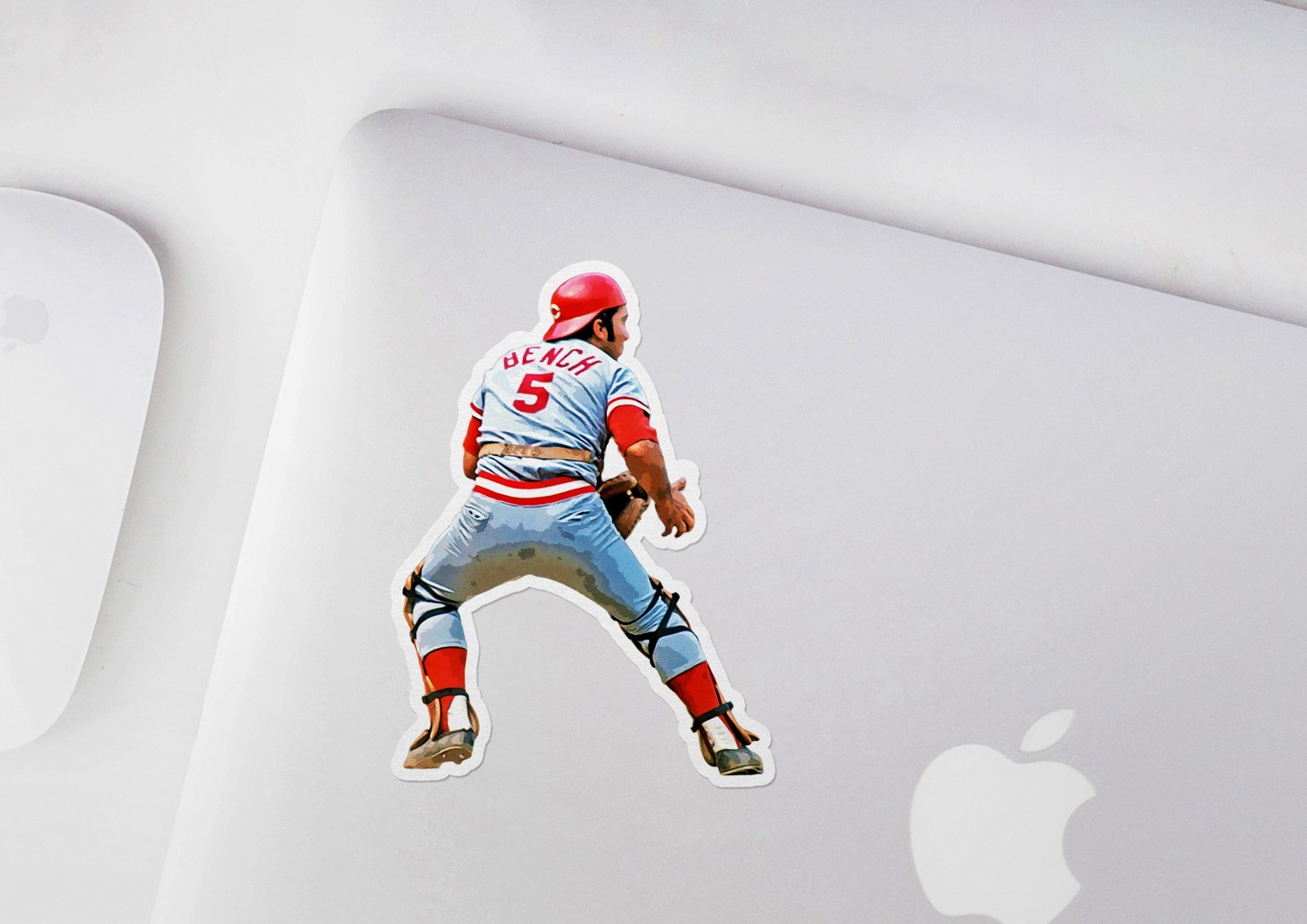 Johnny Bench Catcher Cincinnati Reds Sticker Decal–Glossy Waterproof Vinyl Self