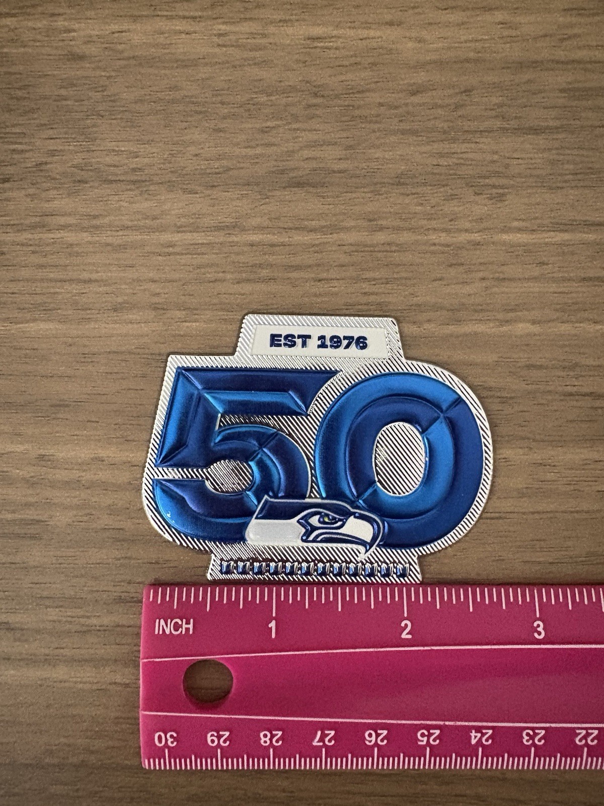 Seahawks 50th Anniversary Patch Plastic Metallic Sew On Patch (non Damaged)