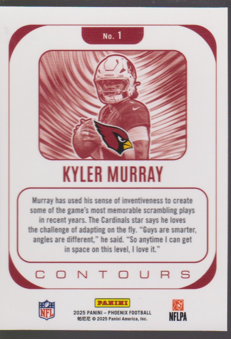 2025 Panini Phoenix #1 Kyler Murray Arizona Cardinals Contours