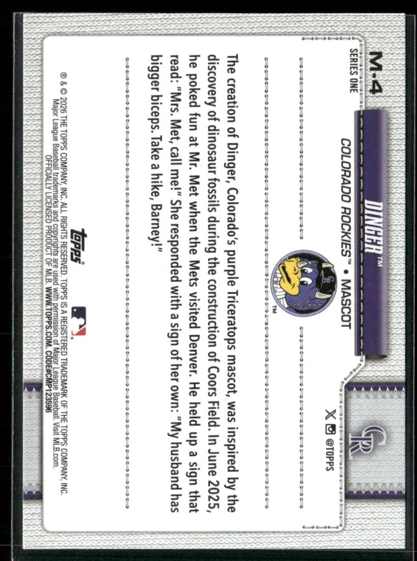 2026 Topps – Mascots #M-4 Dinger