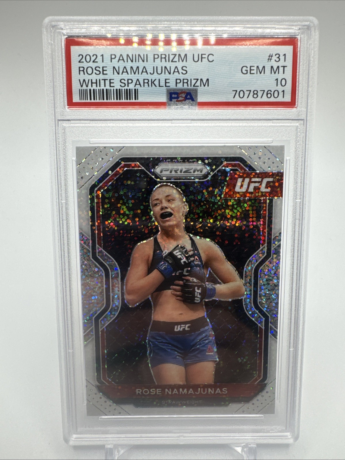 Rose Namajunas 2021 Prizm White Sparkle PSA-10 UFC-S-722