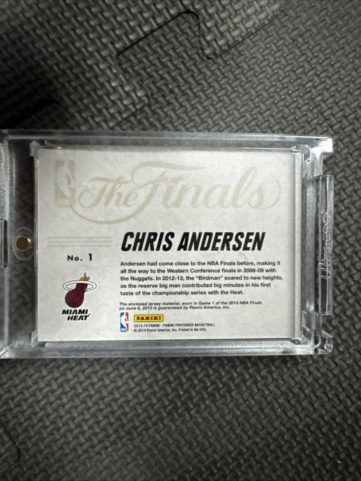 2014-15 Preferred Chris Andersen The 2014 NBA Finals Prime Patch Booklet