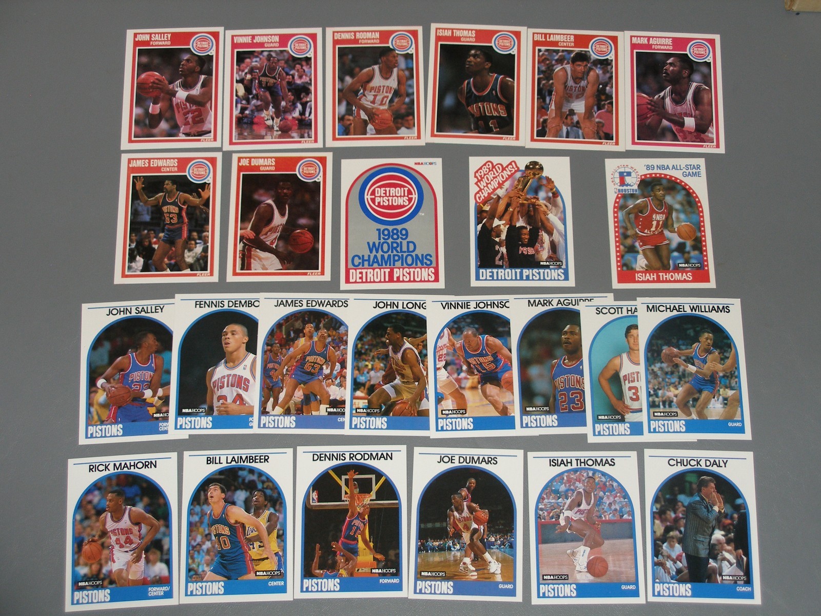 1989 Fleer & Hoops Detroit Pistons Team Sets w/SP (26 total) Bad Boys NBA Champs