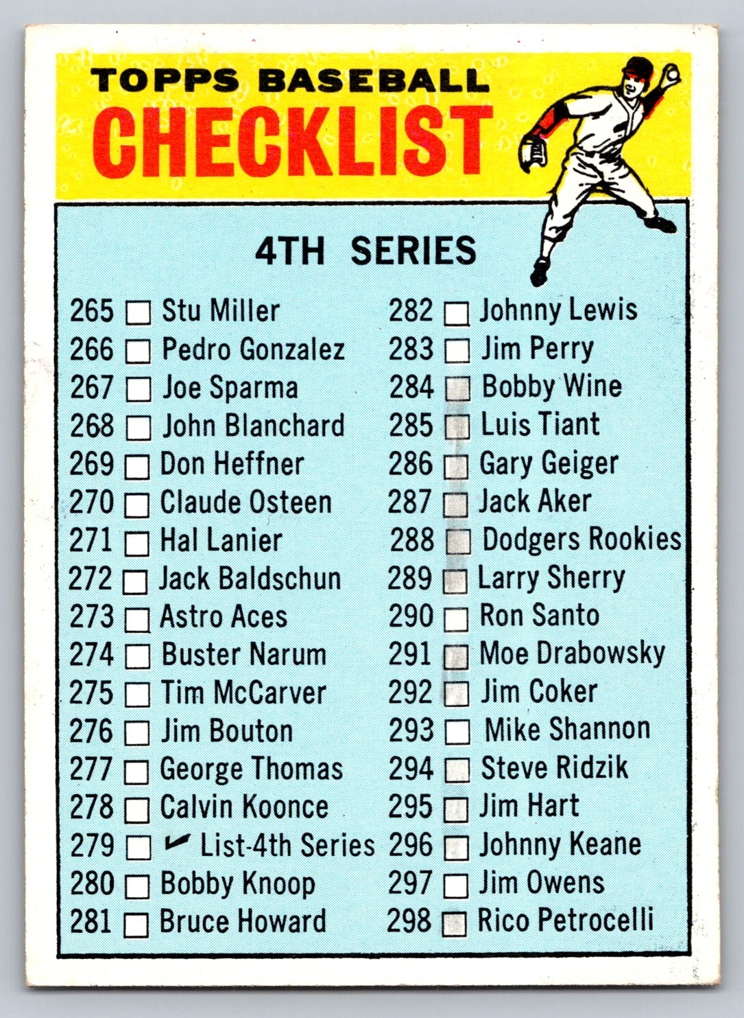 1966 Topps 4th Series Checklist Checklist #279 Black