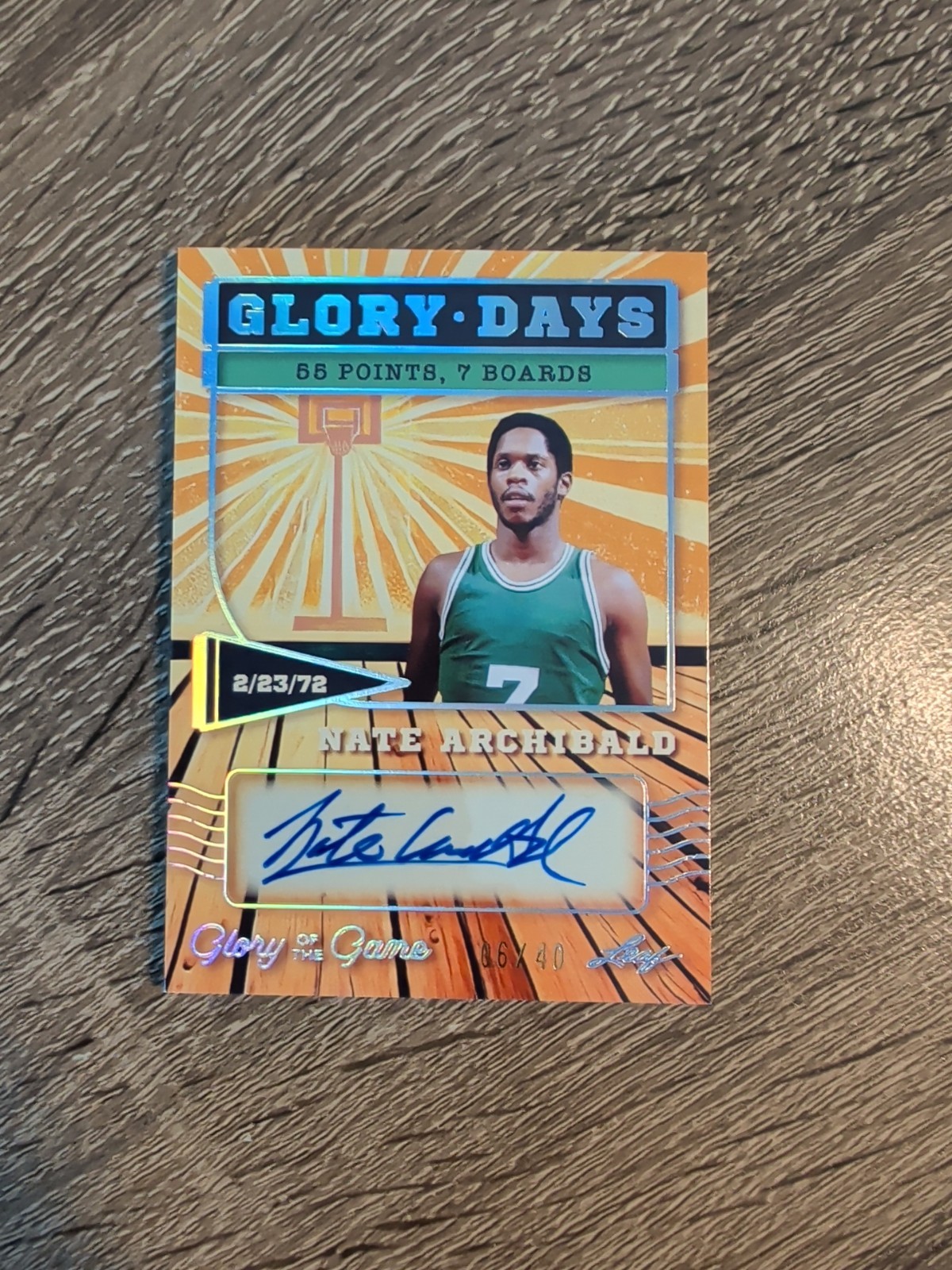 2025 Leaf Glory of the Game Nate Archibald 6/40 Auto #GD-NA1 Holo Silver