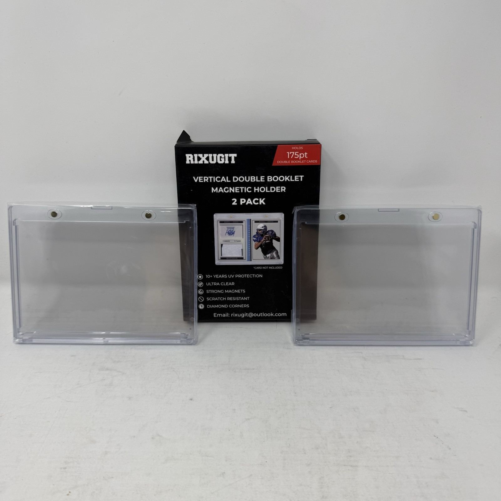 Vertical Booklet ONE-TOUCH 175pt Magnetic Card Holder UV Protection 2 Pack