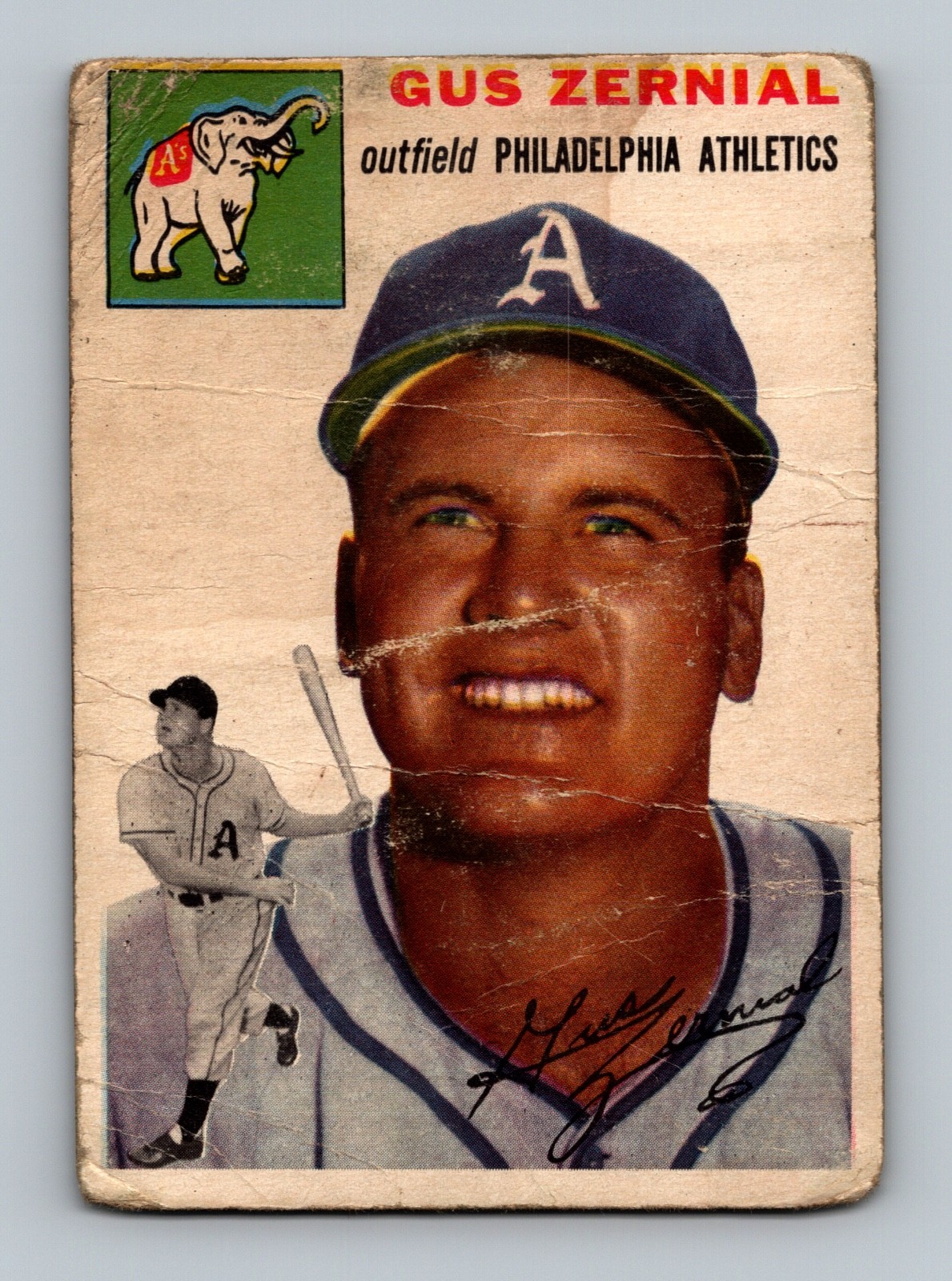 1954 Topps #2 Gus Zernial LOW GRADE Vintage Baseball Card