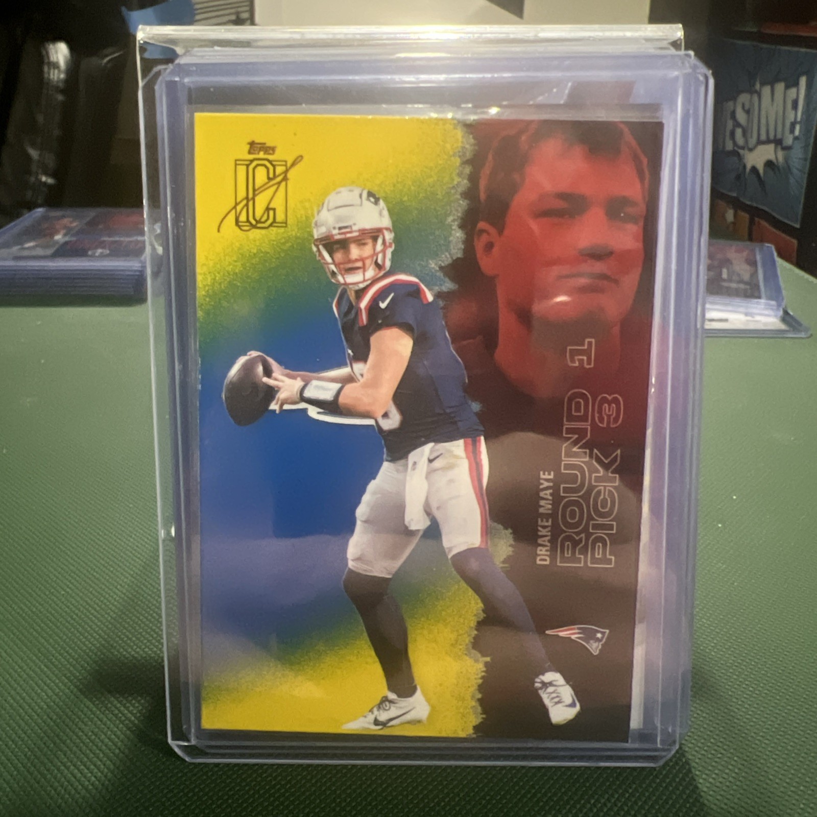 2025 Topps Signature Class Drake Maye Blue & Yellow #38 – New England Patriots