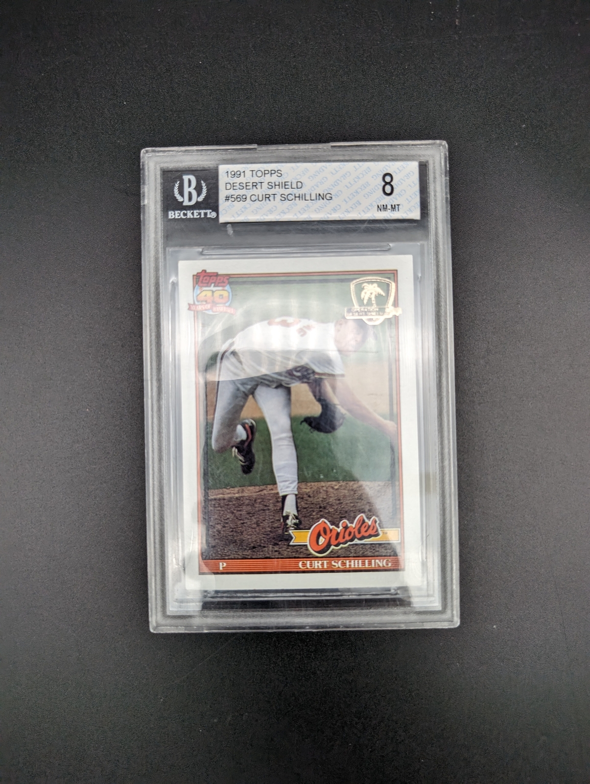 1991 Topps #569 Curt Schilling Desert Shield BGS 8