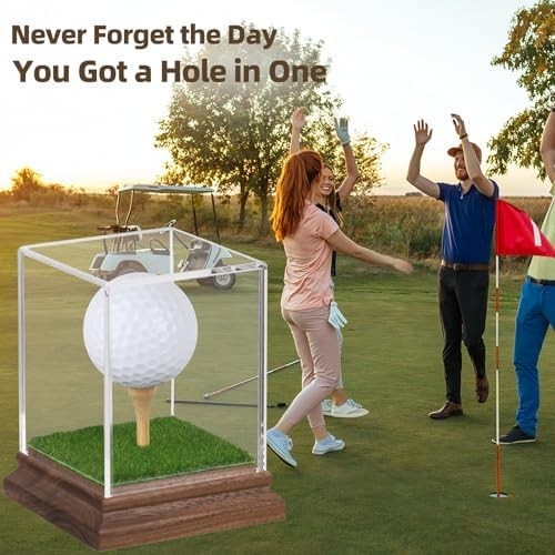 Golf Ball Display Case Hole in One Golf Ball Display Case Holder Wanult Wood Bas