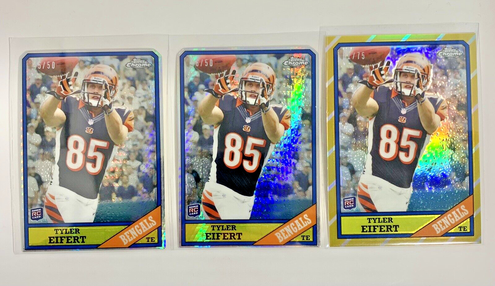 2013 Topps Chrome Tyler Eifert rookie insert lot X 5 /25 /50 Red Gold Refractor