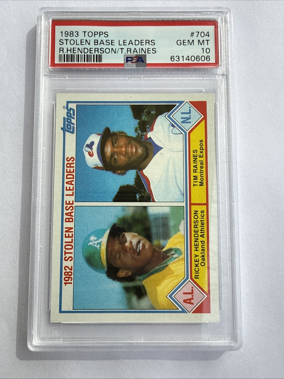 1983 Topps #704 Rickey Henderson-Tim Raines 🔥PSA 10🔥 POP 117 👀 HOF ⚾️