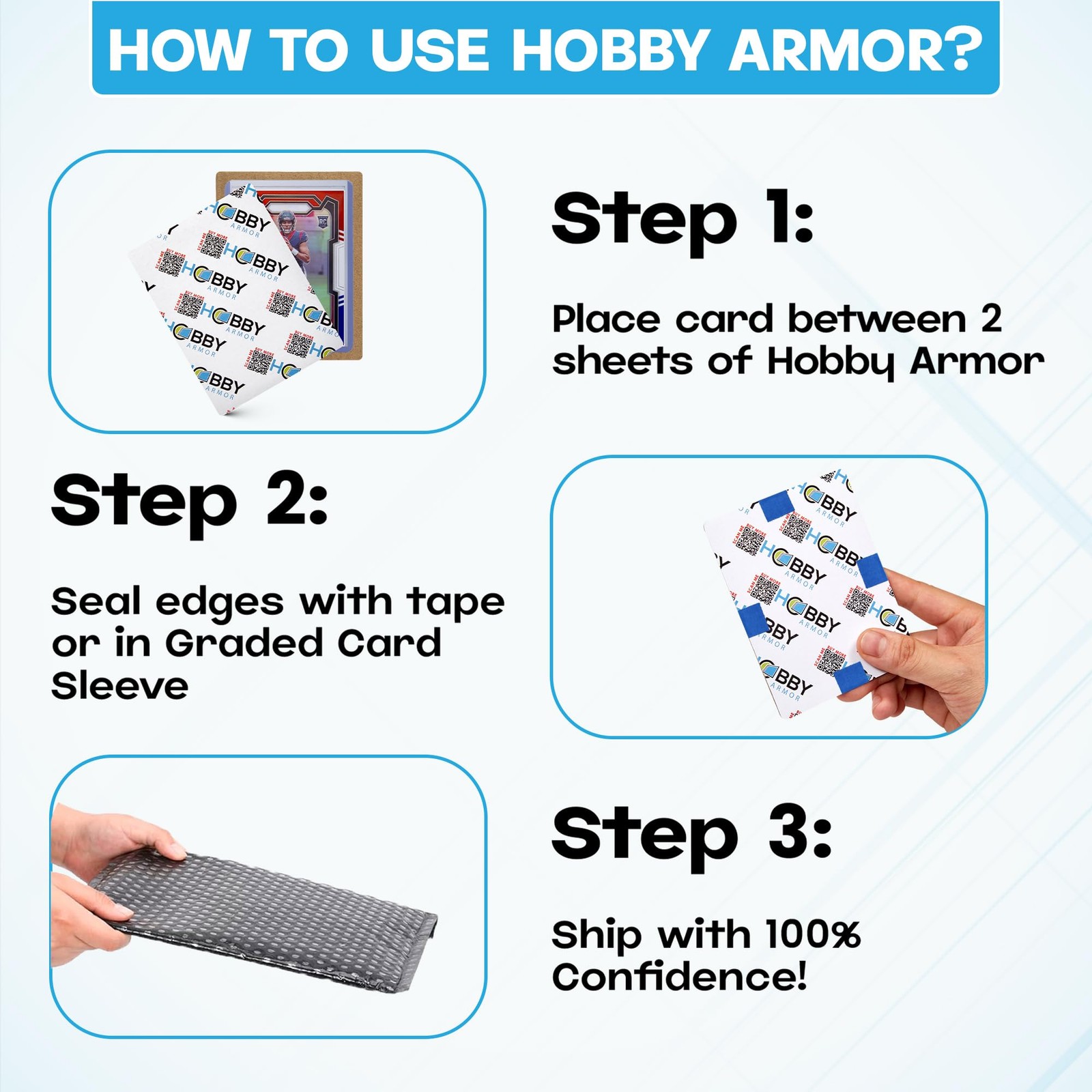 100 Card Shipping Protector Sleeves 3.5×4.5 Inch HeavyDuty Cardboard