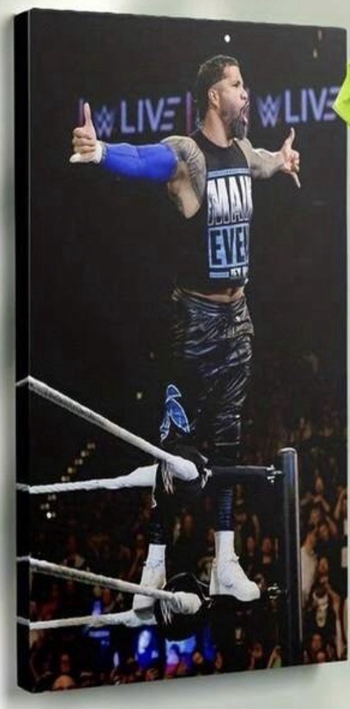 Jey USO WWE Canvas Black Leather Ready To Ship 16x24in
