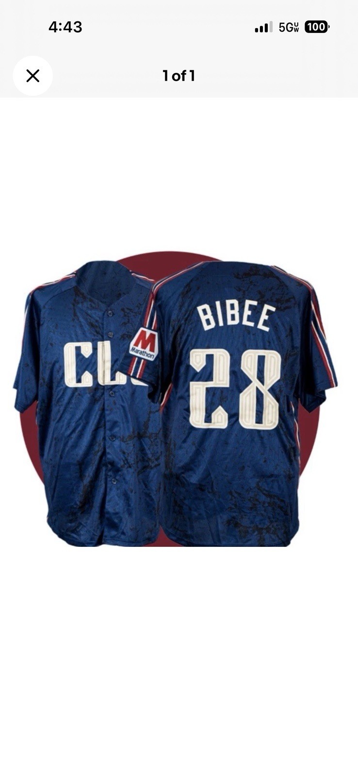 Indians Guardians Tanner Bibee City Connect Jersey SGA- XL -June 27