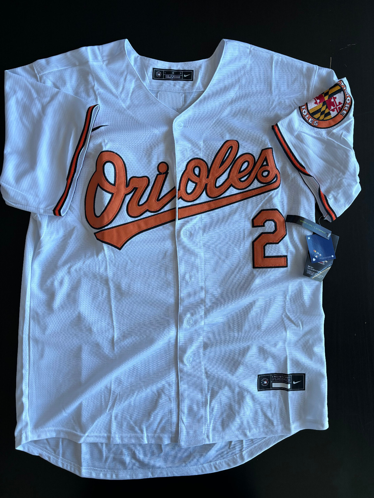 Gunnar Henderson #2 Men’s Baltimore Orioles White Flex Jersey LARGE – NWT