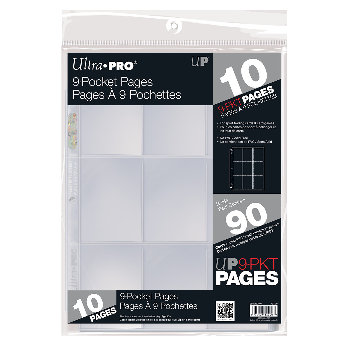 Ultra PRO 10 Ct 9 Pocket Pages for Sports Trading Cards Clear Protector Storage