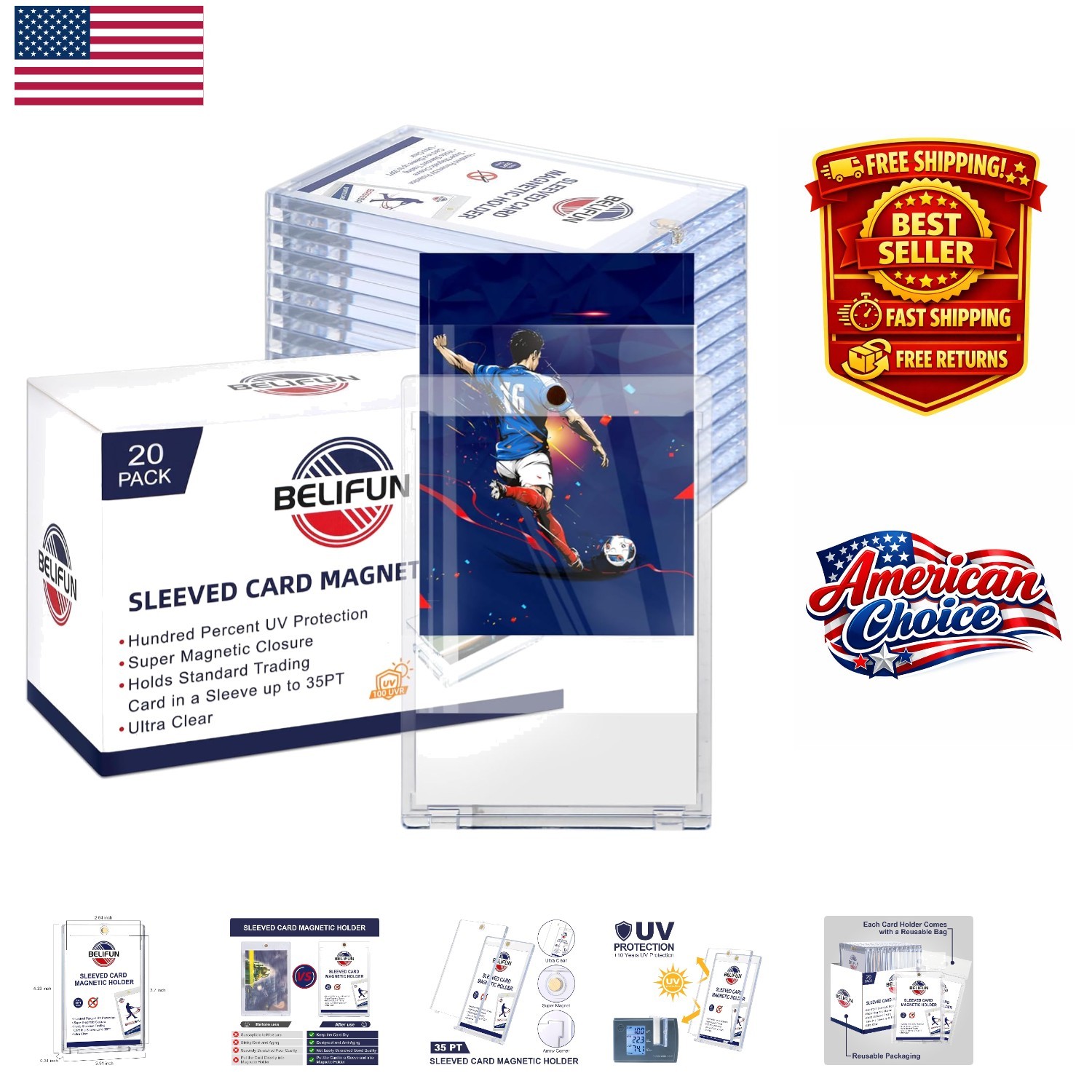Clear Acrylic 20-Pack Magnetic Trading Card Cases – Preserves Collection