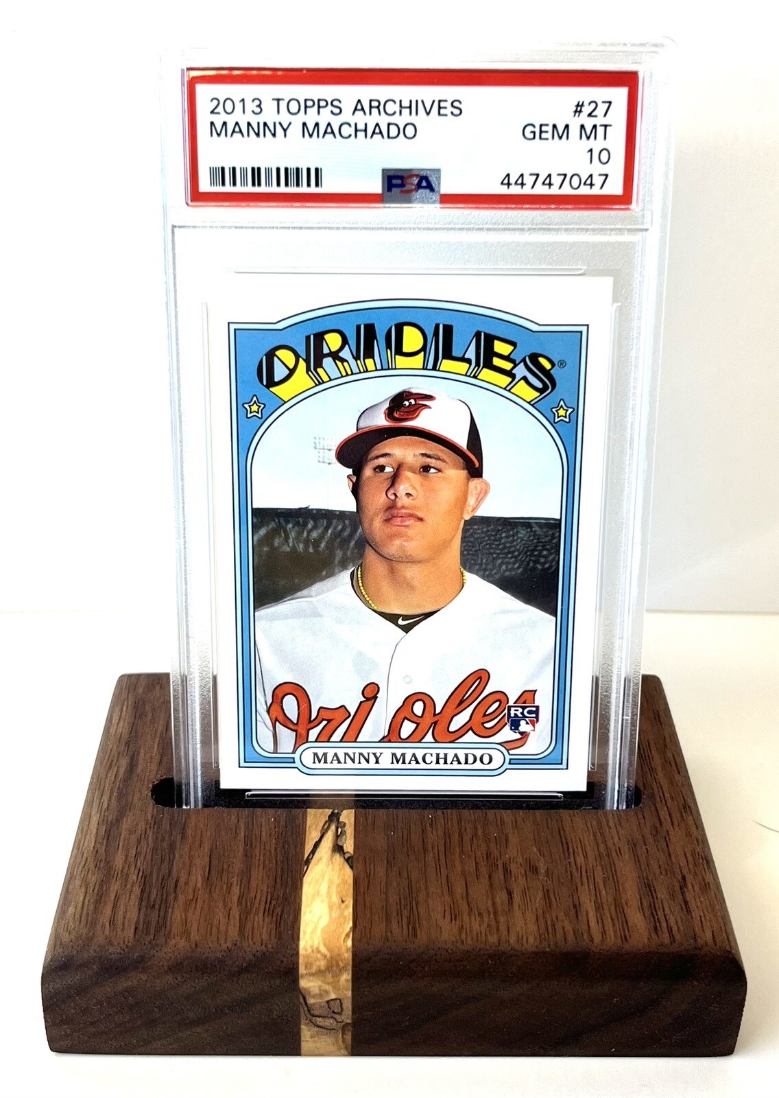PSA Graded Trading Card Display Stand Butcher Block Stand Walnut & Maple