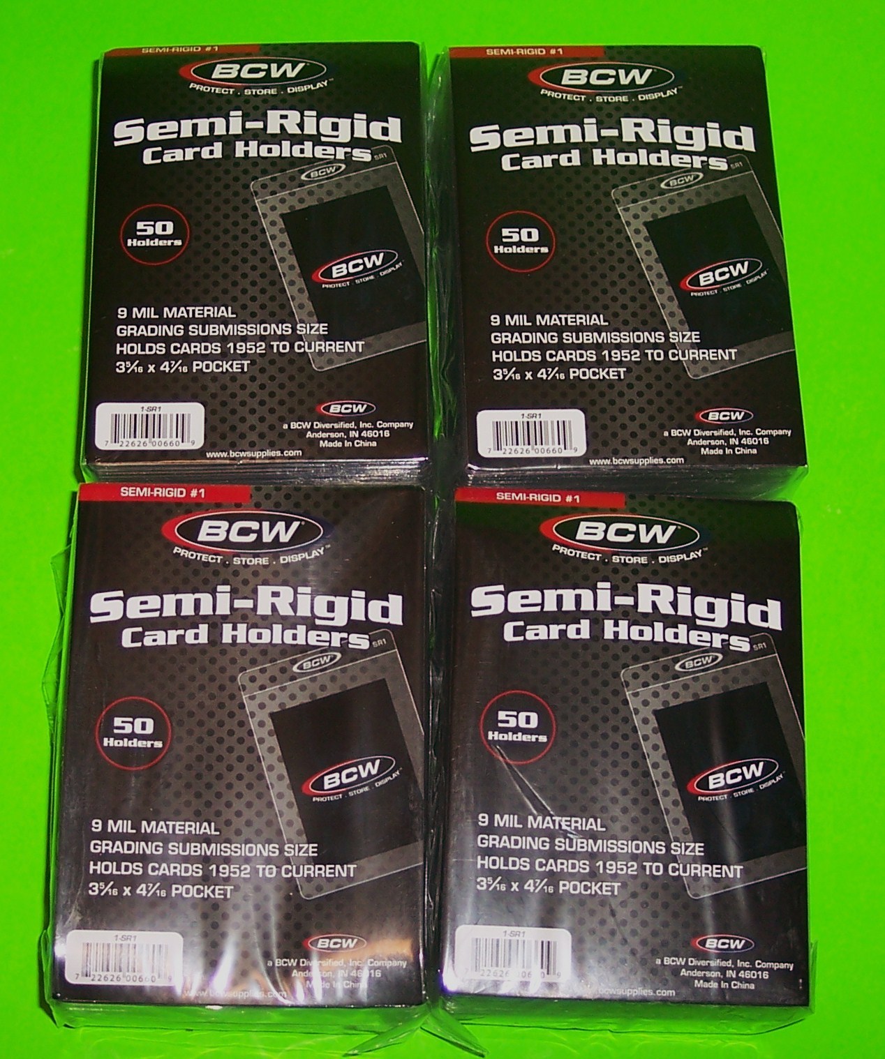 200 SEMI-RIGID CARD HOLDER #1 FOR TRADING CARDS, GRADING SUBMISSION SIZE SR1