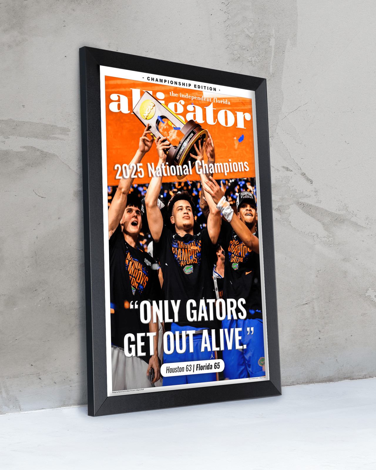 2025 Florida Gators NCAA Champions – “Only Gators Get Out Alive” Framed Alligato