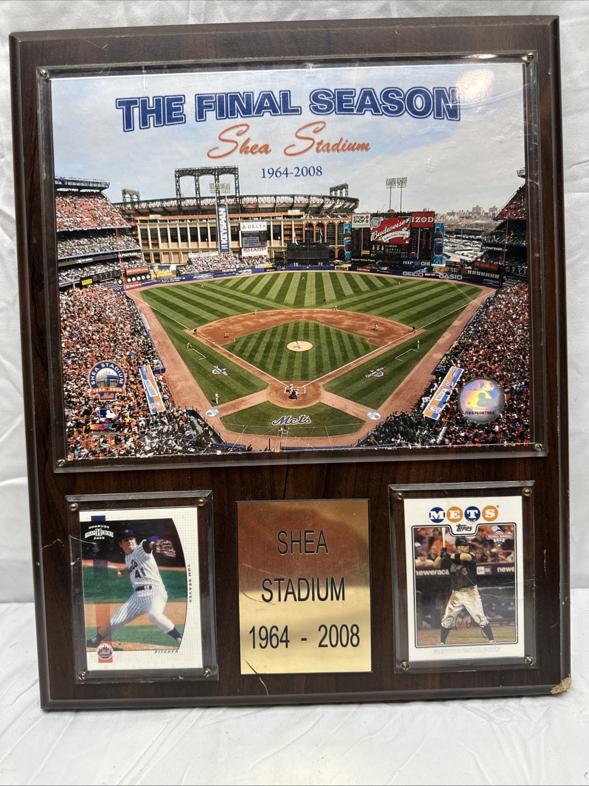 1964-2008 Shea Stadium Final Season Plaque Tom Seaver David Wright COA READ DESC