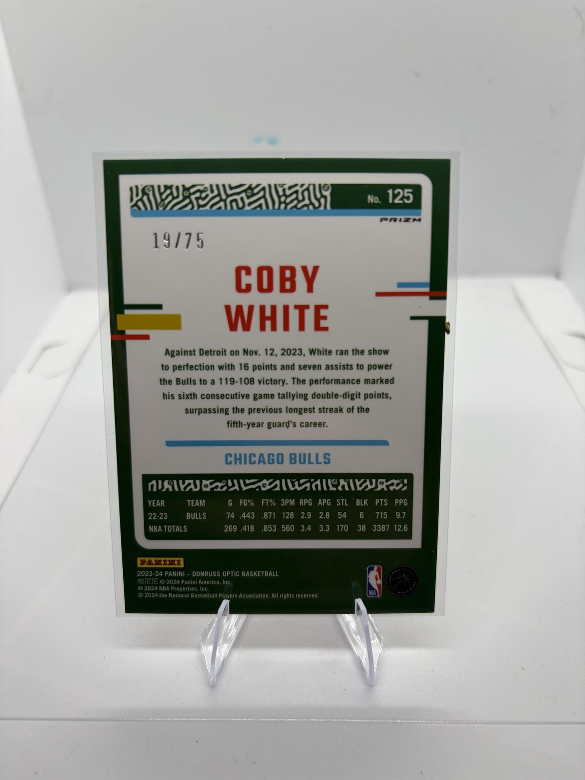 2023-24 Donruss Optic #125 Coby White Fast Break Red #/75
