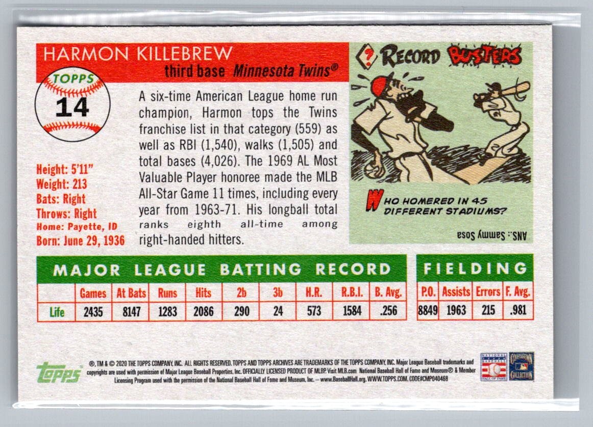 2020 Topps Archives #14 Harmon Killebrew