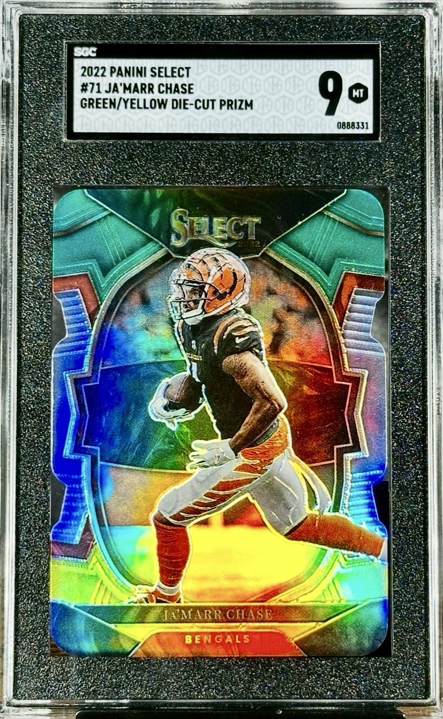 2022 Select Ja’Marr Chase #71 Green & Yellow Holo Die-Cut, SGC Grade (9.5) 🔥