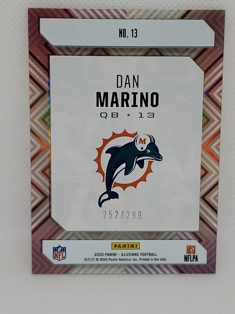 2020 Panini Illusions Clear Shots Blue #13 Dan Marino /299 – Dolphins