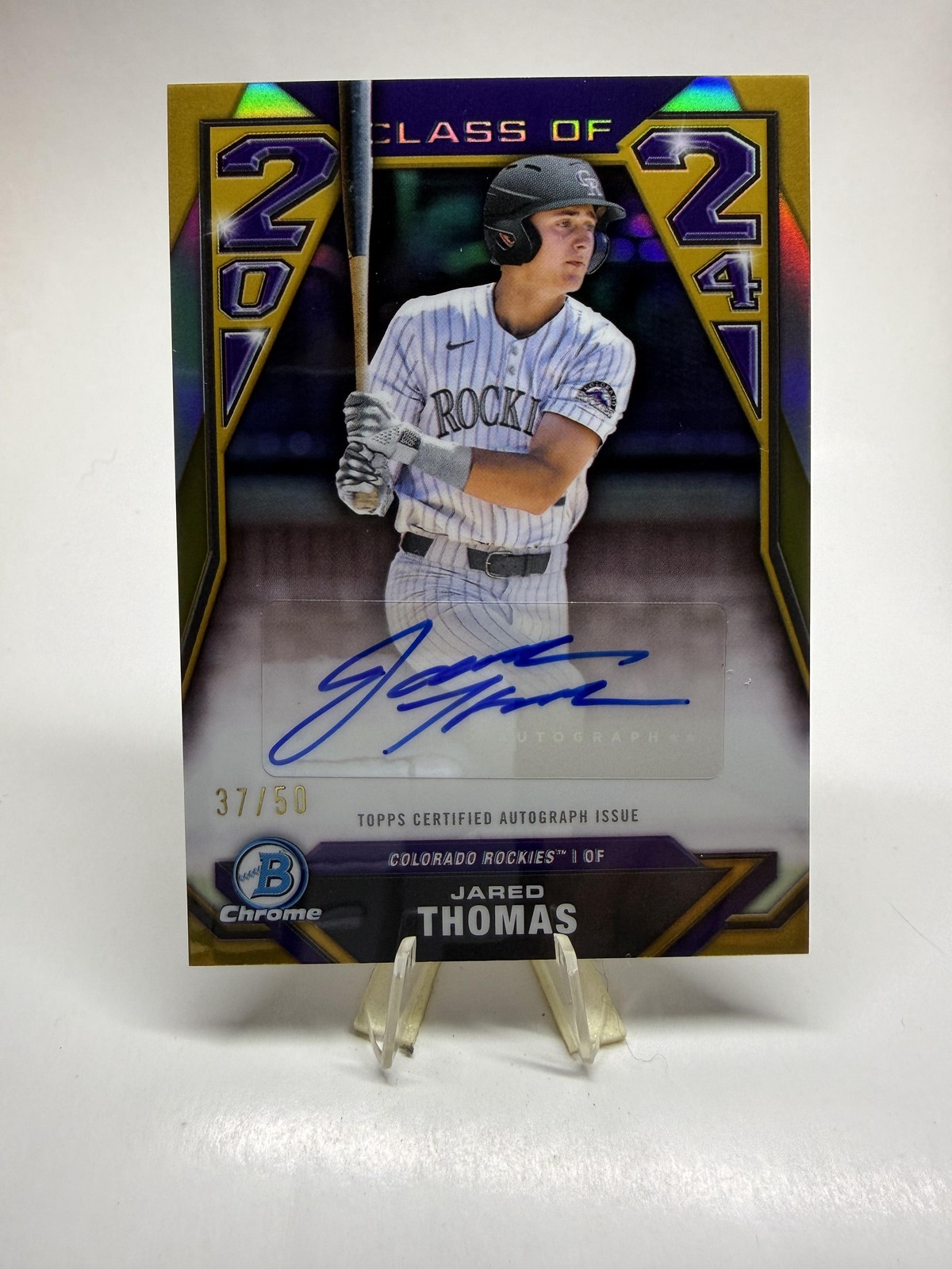 2024 Bowman Draft #C24-JTH Jared Thomas Class of 2024 Auto Gold #/50 SN,AU