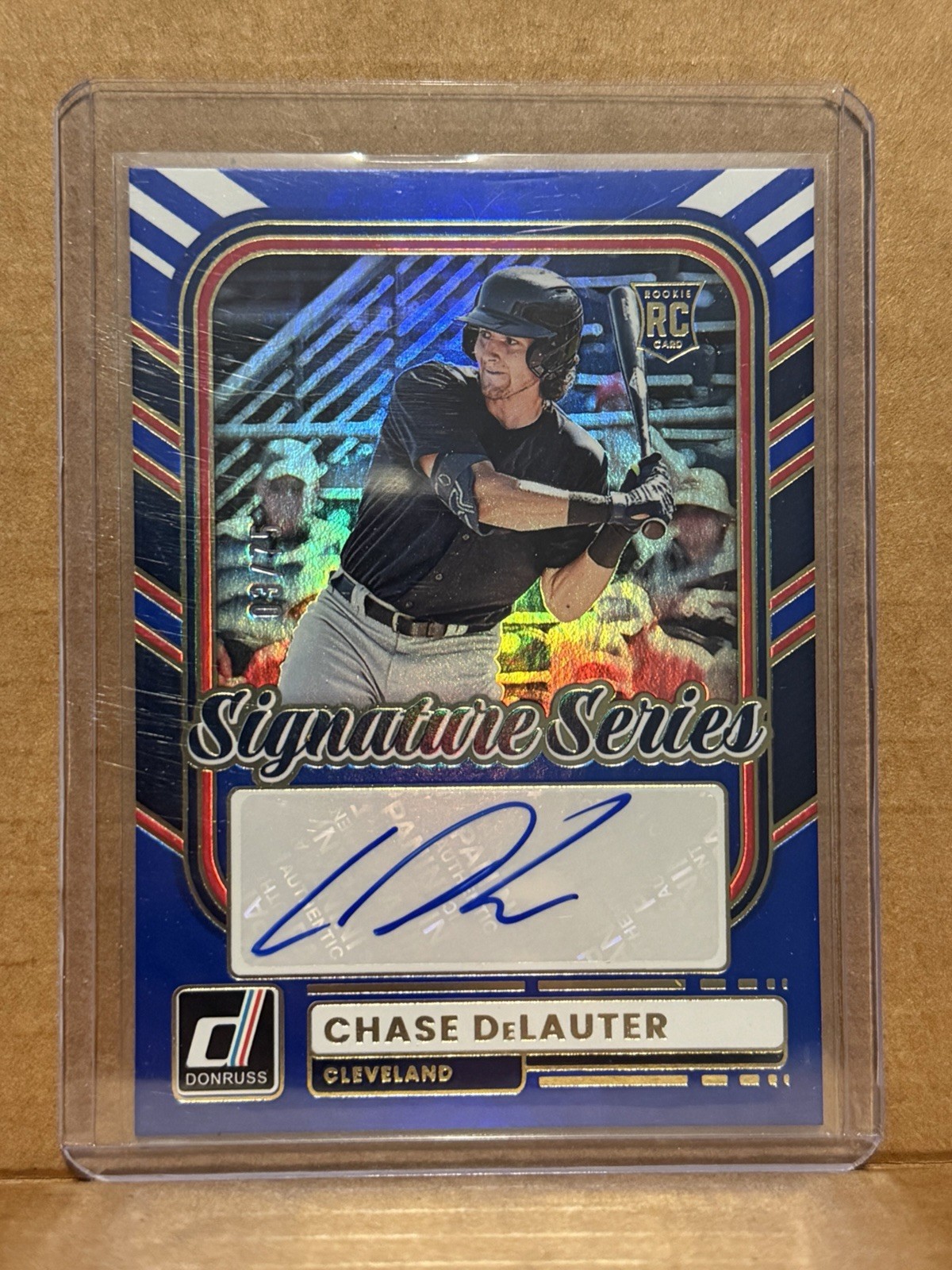 2026 Donruss Baseball Chase DeLauter Blue Signature Series Rookie /75 Guardians