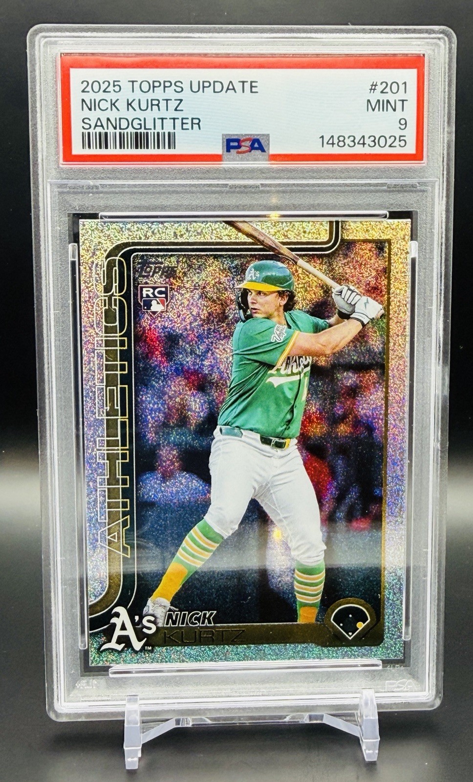 2025 Topps Update Nick Kurtz Sandglitter #US201 (RC) Athletics PSA 9 Mint