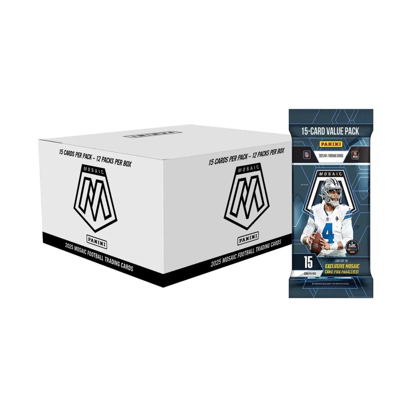 2025 Panini Mosaic Football 180Ct. Cello Fat Pack Box | Factory Sealed