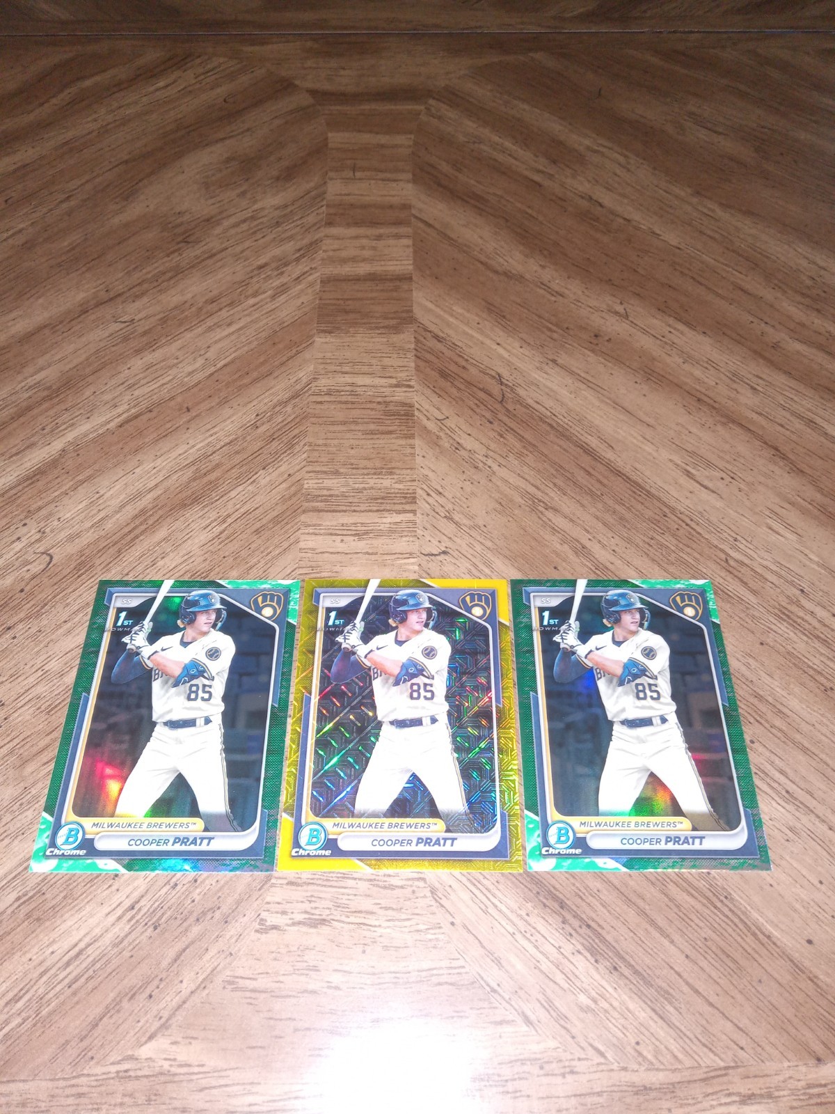 2024 Bowman Chrome COOPER PRATT 1st Lot(3): Yellow Mojo /75 & 2 Lunar Glow Ref’s