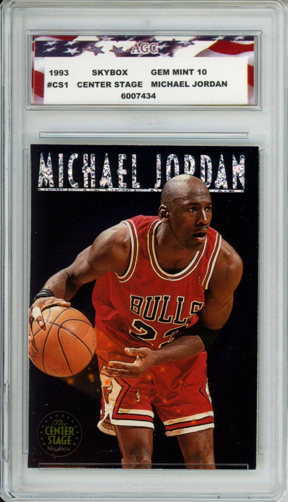 1993 Skybox Center Stage #CS1 Michael Jordan AGC 10 Gem Mint Chicago Bulls