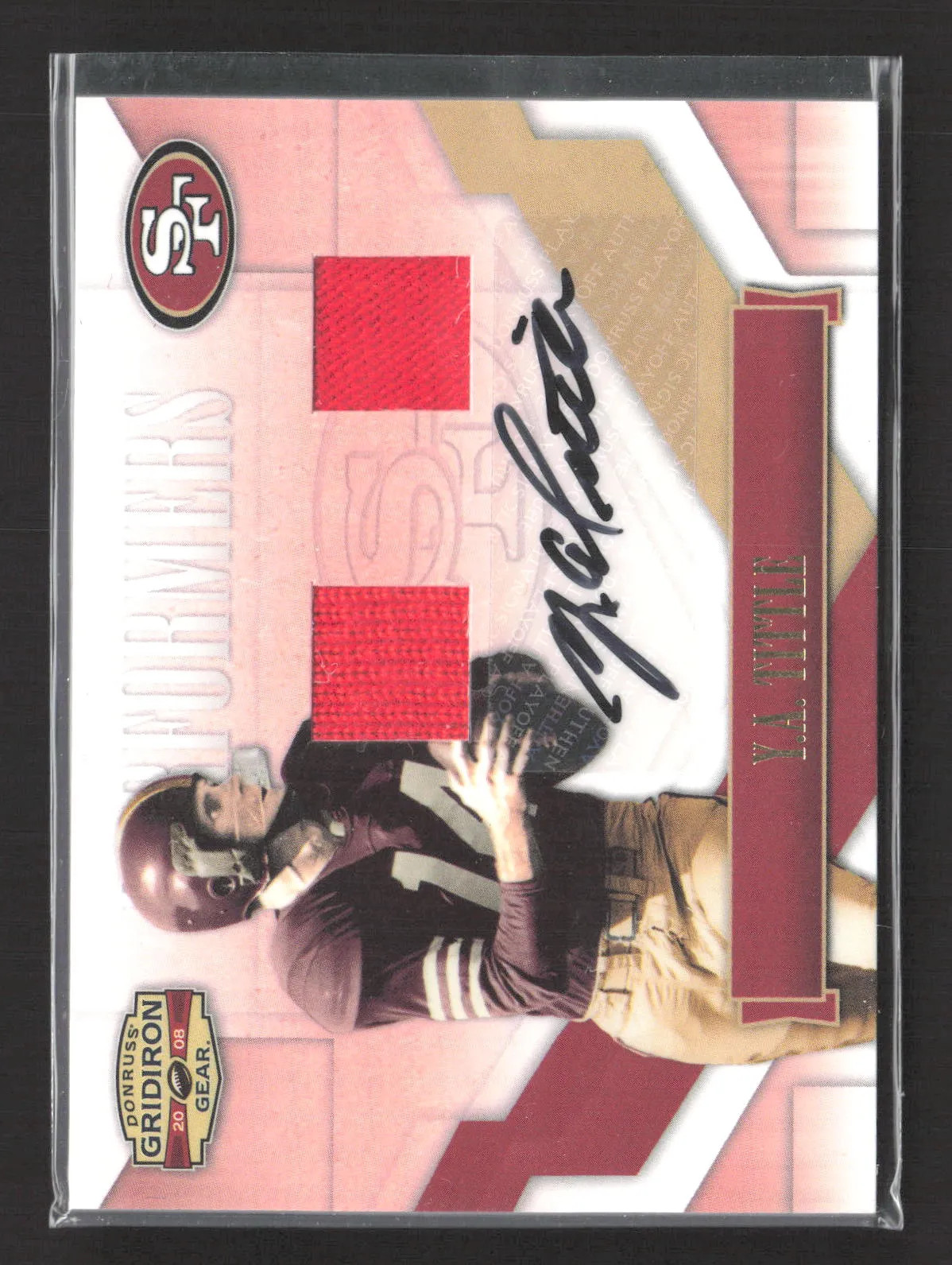 2008 Donruss Gridiron Gear Y.A. Tittle #P-49 09/25 Dual Jersey Patch