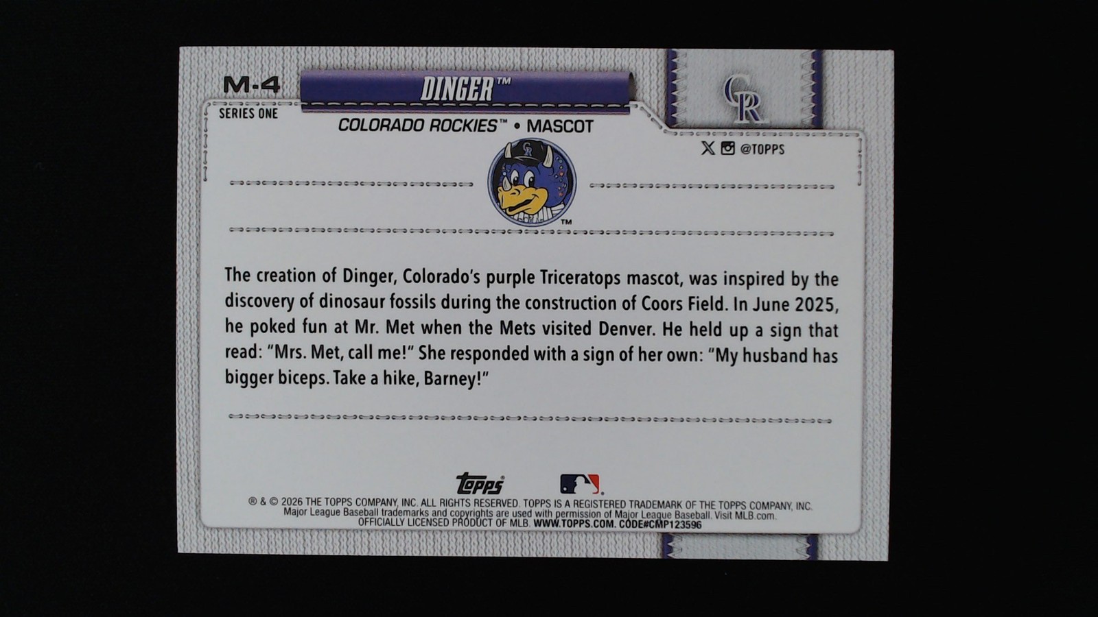2026 Topps #M-4 Dinger Mascots