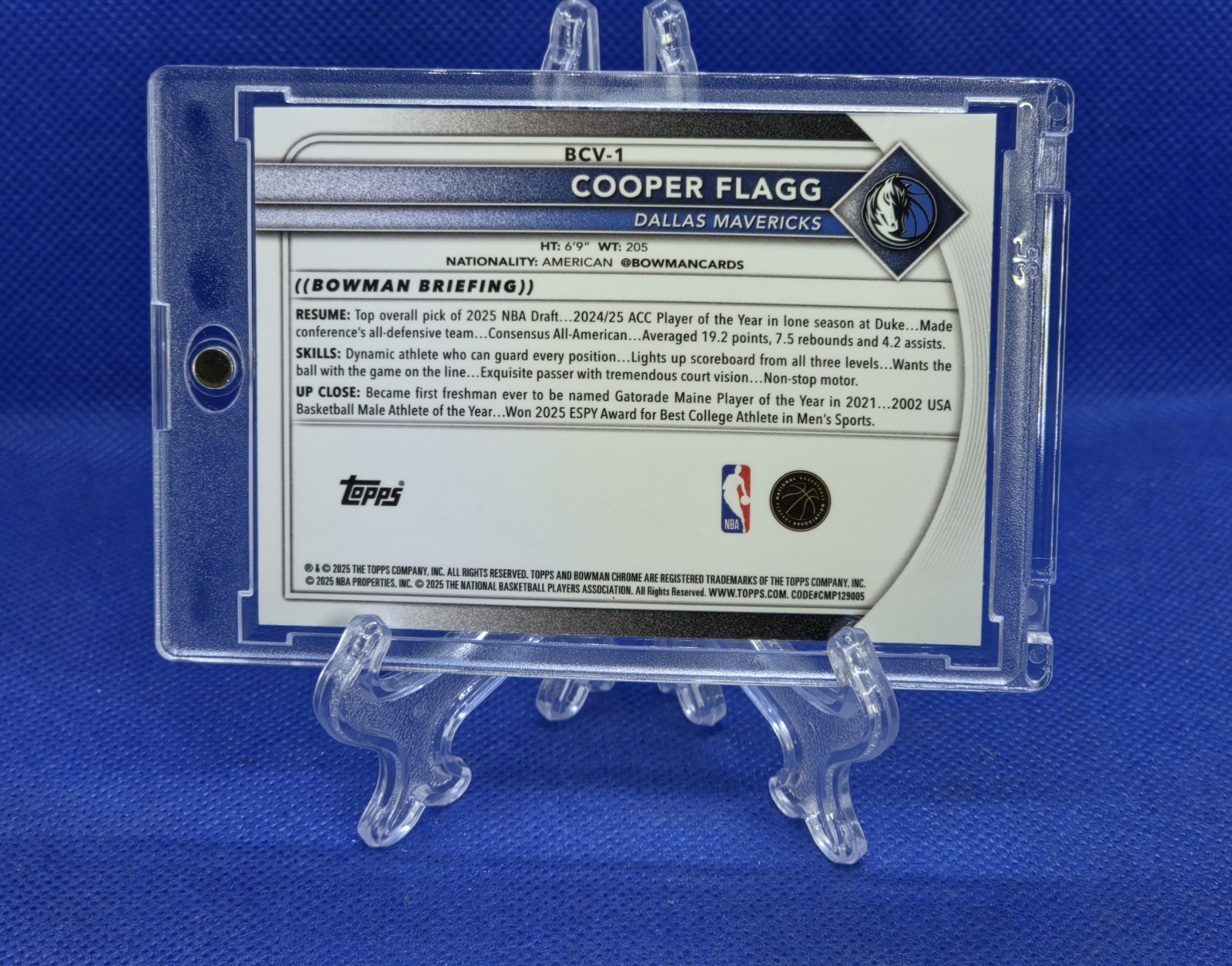 2025-26 Bowman – Chrome Cooper Flagg #BCV-1 Pink Mojo Refractor /199 (RC)