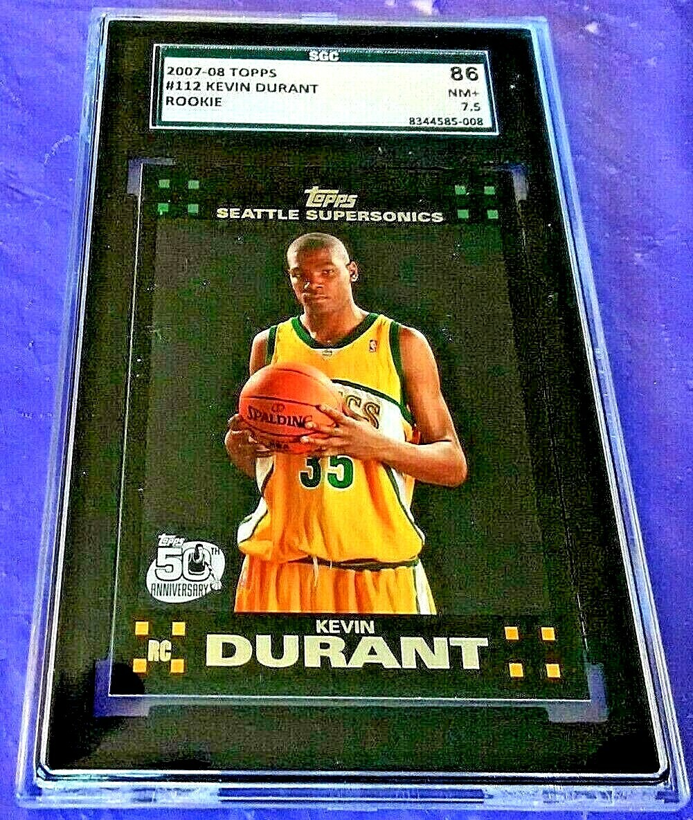 2007-08 TOPPS BLACK BORDER KEVIN DURANT RC SGC 7.5 SHARP CLEAN CORNERS #112